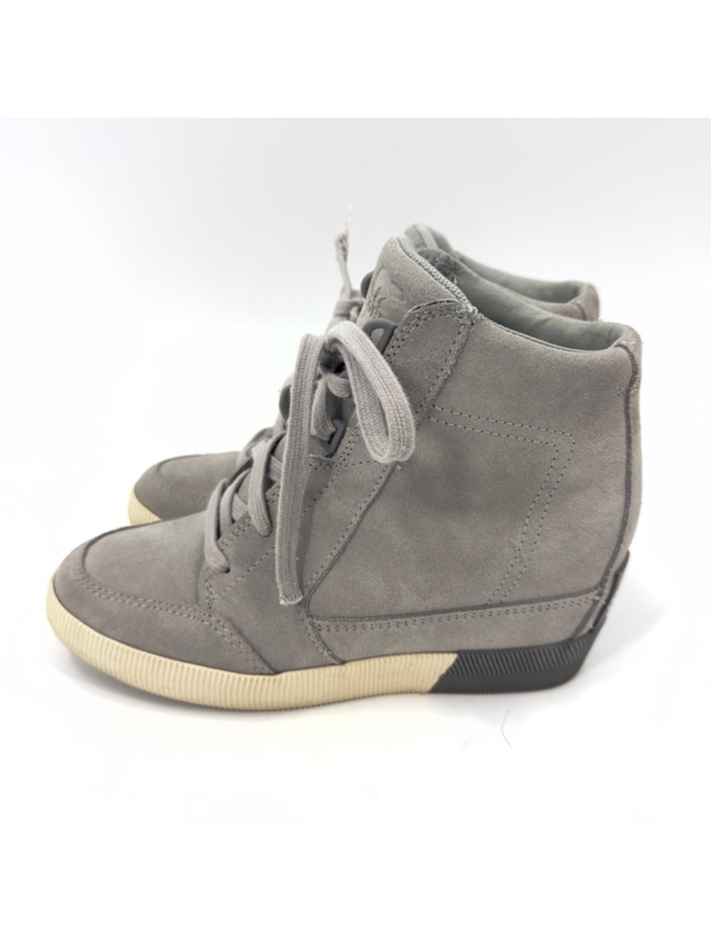 Sorel Out N About Wedge Boots Womens Size 7 Gray Suede Leather High Top Shoes